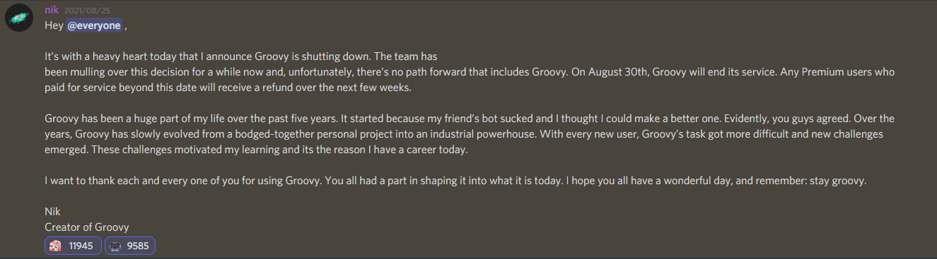 Groovy 擁有者表示他的機器人將被下架